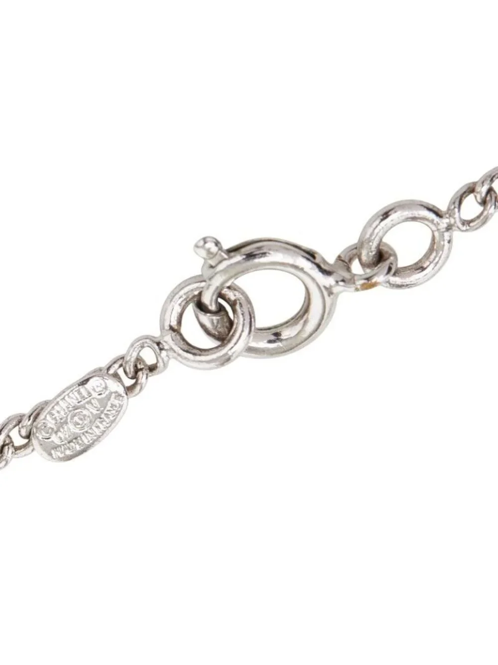 Chanel CC Logo Necklace Silver and Black Metal - Picture 5 of 6